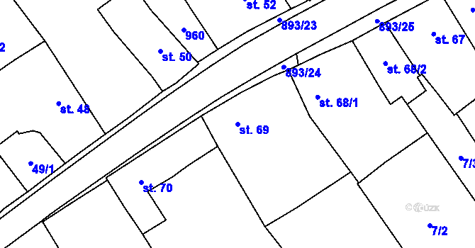 Parcela st. 69 v KÚ Hořepník, Katastrální mapa