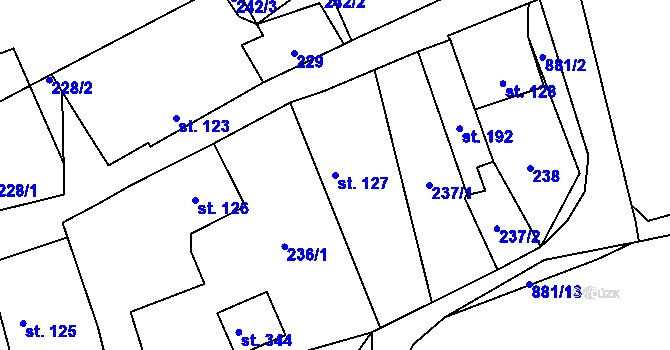 Parcela st. 127 v KÚ Hořepník, Katastrální mapa