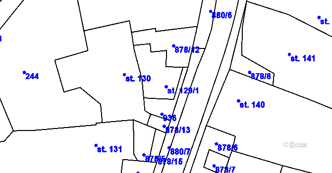 Parcela st. 129/1 v KÚ Hořepník, Katastrální mapa
