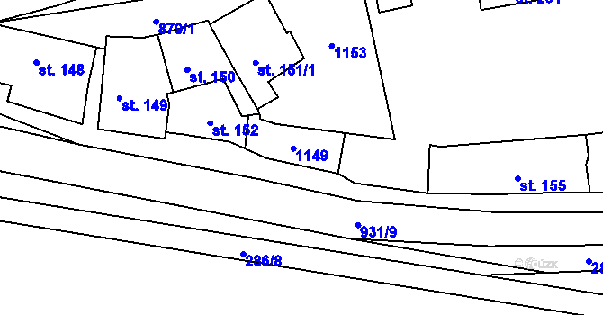 Parcela st. 153 v KÚ Hořepník, Katastrální mapa