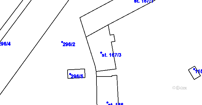 Parcela st. 167/3 v KÚ Hořepník, Katastrální mapa