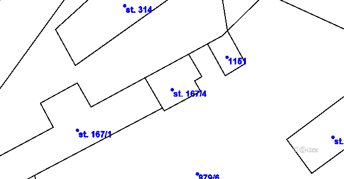 Parcela st. 167/4 v KÚ Hořepník, Katastrální mapa