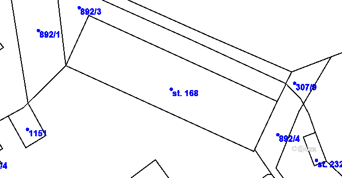 Parcela st. 168 v KÚ Hořepník, Katastrální mapa