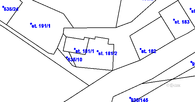 Parcela st. 181/2 v KÚ Hořepník, Katastrální mapa