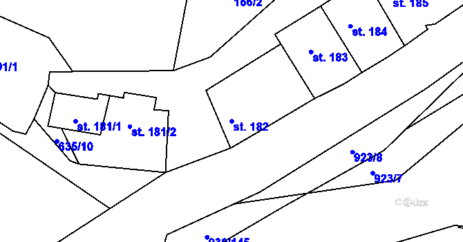 Parcela st. 182 v KÚ Hořepník, Katastrální mapa