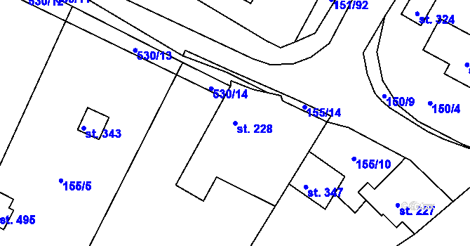 Parcela st. 228 v KÚ Hořepník, Katastrální mapa