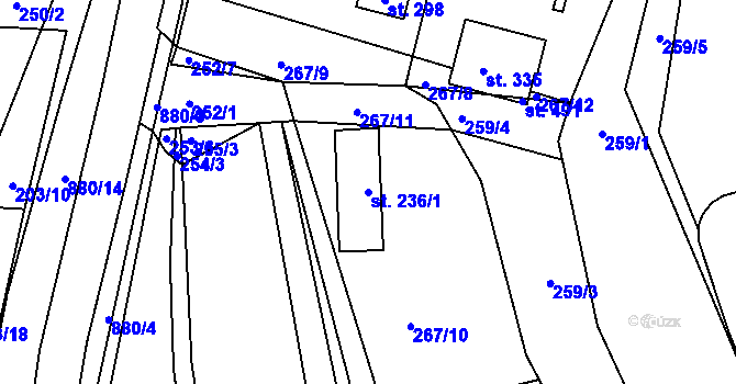 Parcela st. 236/1 v KÚ Hořepník, Katastrální mapa