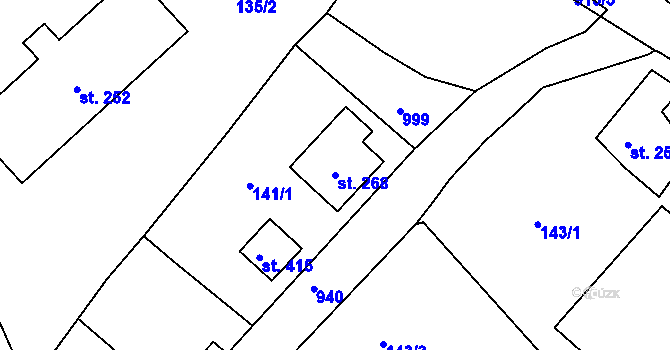 Parcela st. 268 v KÚ Hořepník, Katastrální mapa