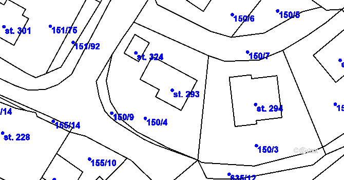 Parcela st. 293 v KÚ Hořepník, Katastrální mapa