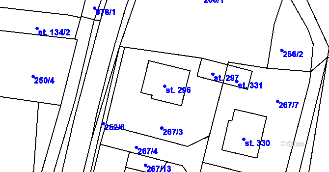 Parcela st. 296 v KÚ Hořepník, Katastrální mapa