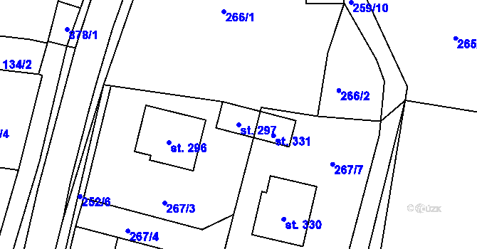 Parcela st. 297 v KÚ Hořepník, Katastrální mapa