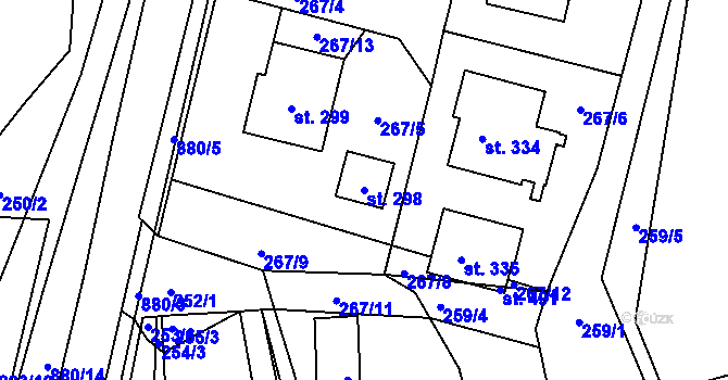 Parcela st. 298 v KÚ Hořepník, Katastrální mapa