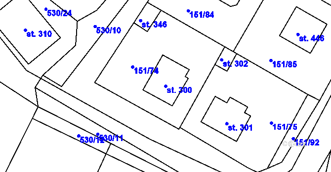 Parcela st. 300 v KÚ Hořepník, Katastrální mapa