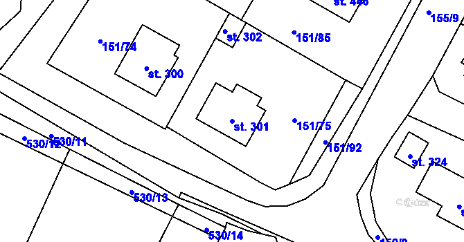 Parcela st. 301 v KÚ Hořepník, Katastrální mapa