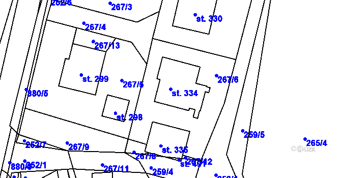 Parcela st. 334 v KÚ Hořepník, Katastrální mapa
