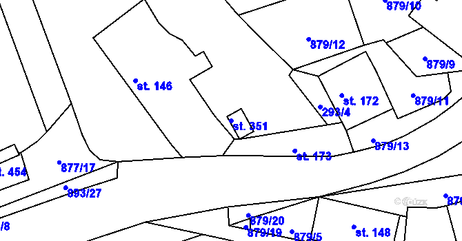 Parcela st. 351 v KÚ Hořepník, Katastrální mapa