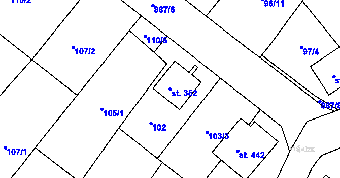 Parcela st. 352 v KÚ Hořepník, Katastrální mapa