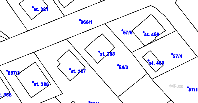 Parcela st. 388 v KÚ Hořepník, Katastrální mapa