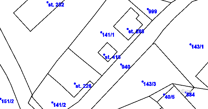 Parcela st. 415 v KÚ Hořepník, Katastrální mapa