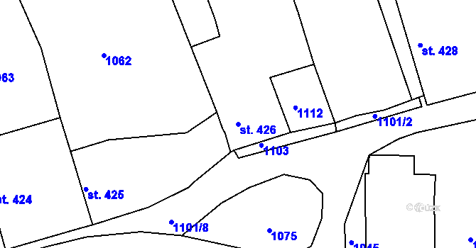 Parcela st. 426 v KÚ Hořepník, Katastrální mapa