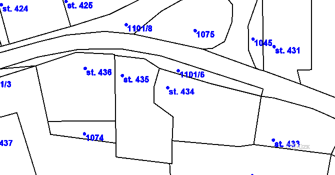 Parcela st. 434 v KÚ Hořepník, Katastrální mapa