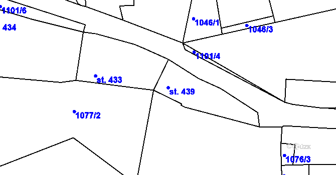 Parcela st. 439 v KÚ Hořepník, Katastrální mapa