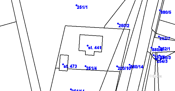 Parcela st. 441 v KÚ Hořepník, Katastrální mapa