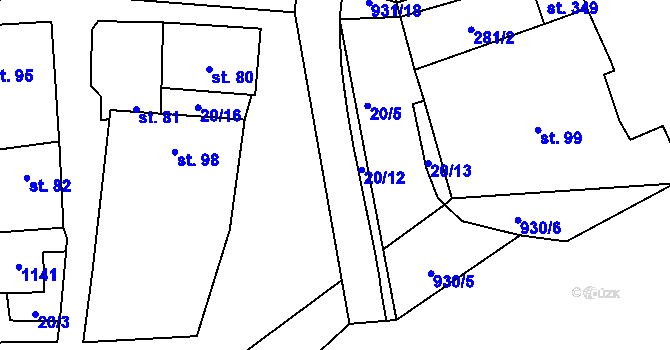 Parcela st. 20/4 v KÚ Hořepník, Katastrální mapa