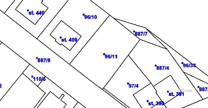 Parcela st. 96/11 v KÚ Hořepník, Katastrální mapa