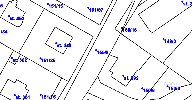 Parcela st. 155/9 v KÚ Hořepník, Katastrální mapa
