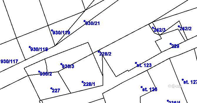 Parcela st. 228/2 v KÚ Hořepník, Katastrální mapa