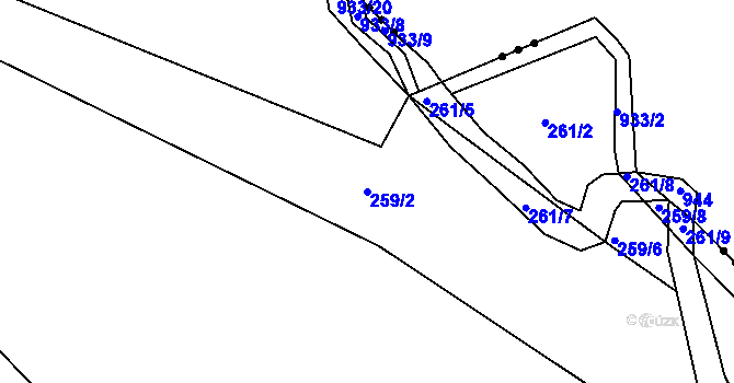 Parcela st. 259/2 v KÚ Hořepník, Katastrální mapa