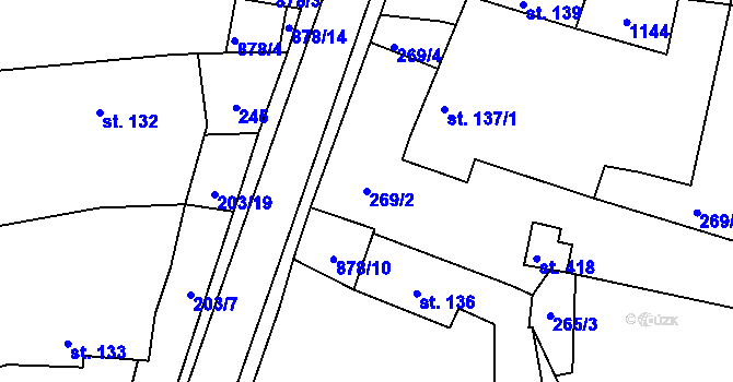 Parcela st. 269/2 v KÚ Hořepník, Katastrální mapa