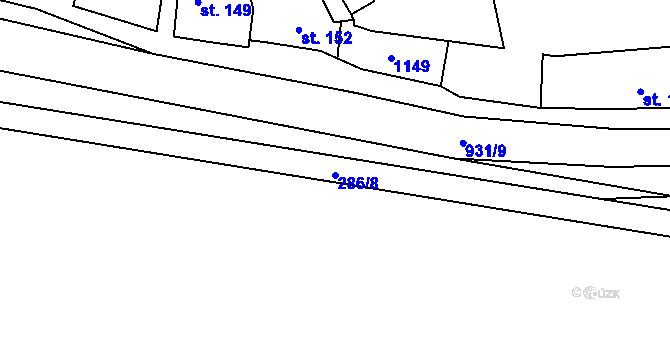 Parcela st. 286/8 v KÚ Hořepník, Katastrální mapa