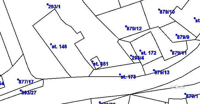 Parcela st. 293/2 v KÚ Hořepník, Katastrální mapa