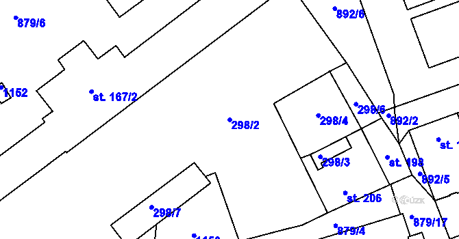 Parcela st. 298/2 v KÚ Hořepník, Katastrální mapa