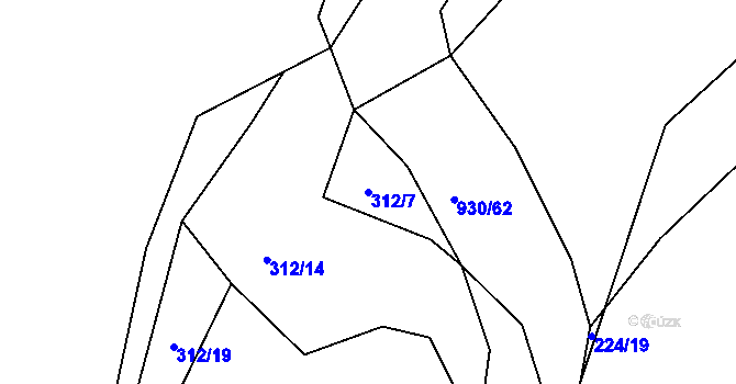 Parcela st. 312/7 v KÚ Hořepník, Katastrální mapa