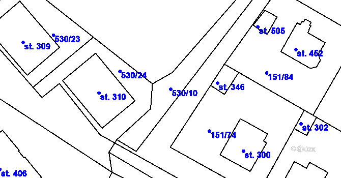 Parcela st. 530/10 v KÚ Hořepník, Katastrální mapa