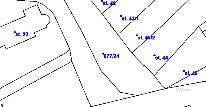 Parcela st. 877/24 v KÚ Hořepník, Katastrální mapa