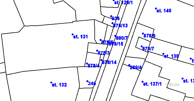 Parcela st. 878/3 v KÚ Hořepník, Katastrální mapa