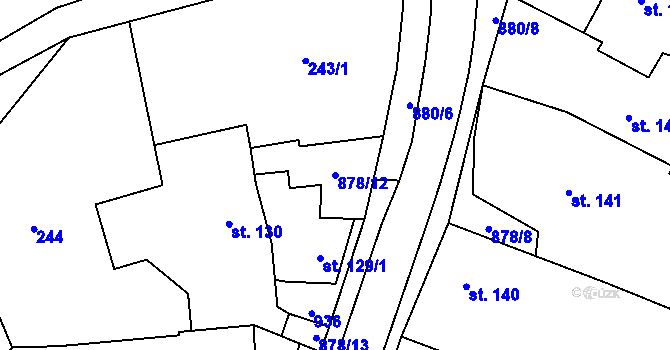 Parcela st. 878/12 v KÚ Hořepník, Katastrální mapa
