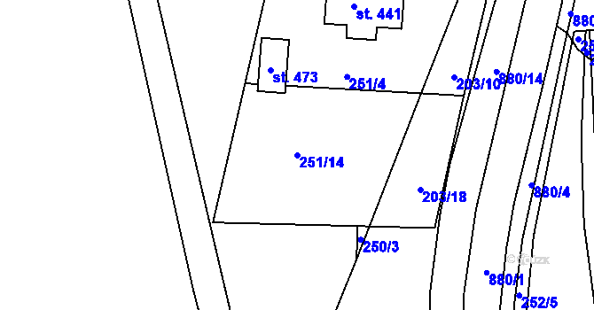 Parcela st. 251/14 v KÚ Hořepník, Katastrální mapa