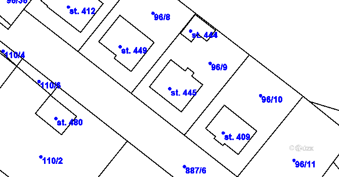 Parcela st. 445 v KÚ Hořepník, Katastrální mapa