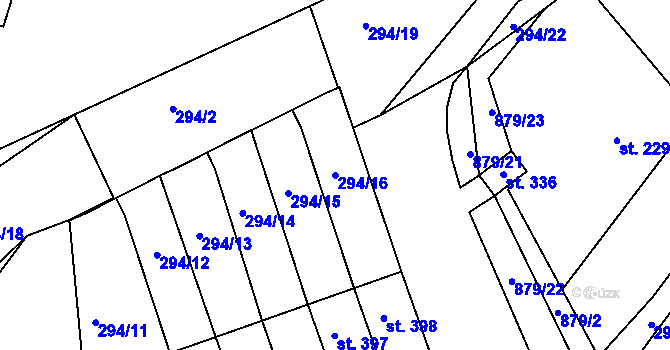 Parcela st. 294/16 v KÚ Hořepník, Katastrální mapa