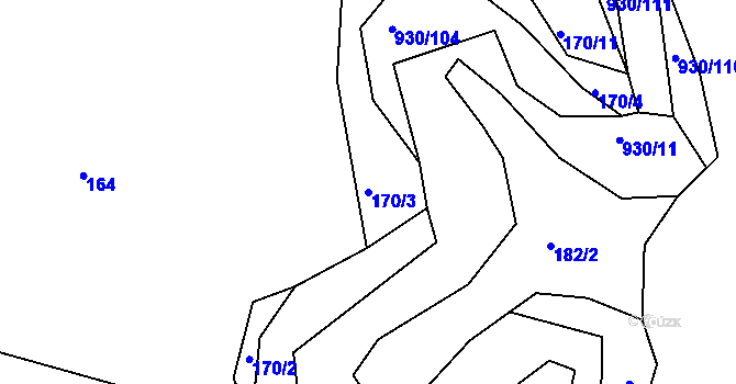 Parcela st. 170/3 v KÚ Hořepník, Katastrální mapa