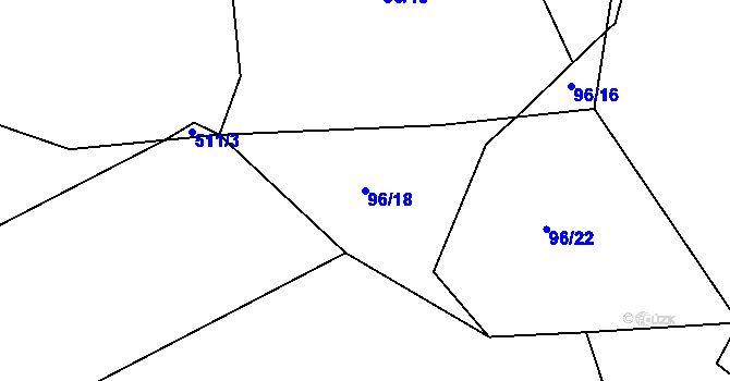 Parcela st. 96/18 v KÚ Hořepník, Katastrální mapa