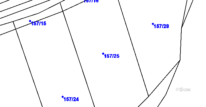 Parcela st. 157/25 v KÚ Hořepník, Katastrální mapa
