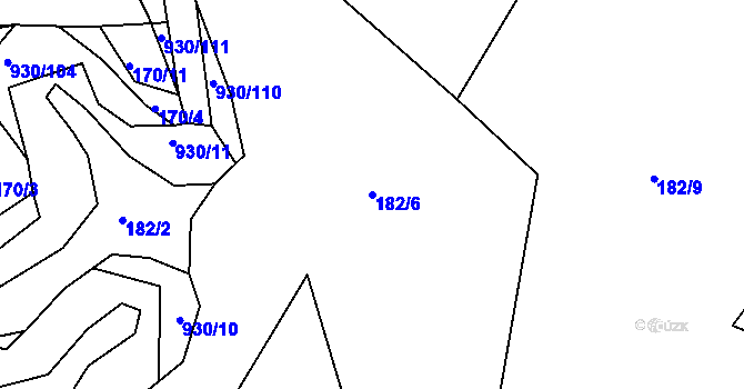 Parcela st. 182/6 v KÚ Hořepník, Katastrální mapa