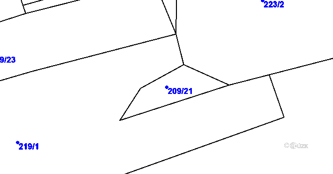 Parcela st. 209/21 v KÚ Hořepník, Katastrální mapa