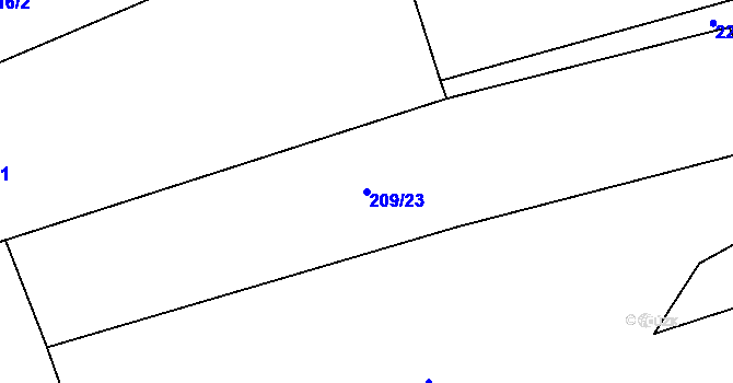 Parcela st. 209/23 v KÚ Hořepník, Katastrální mapa
